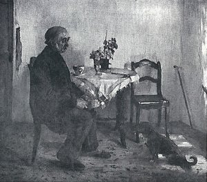 Oude man in kamer